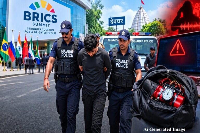 BRICS सम्मेलन को बम से उड़ाने की धमकी मामले में देवघर से आरोपी गिरफ्तार, गुजरात ले गई पुलिस