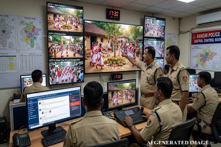 कर्मा पूजा को लेकर रांची पुलिस अलर्ट, 24 घंटे कंट्रोल रूम से निगरानी; सोशल मीडिया पर भी नजर